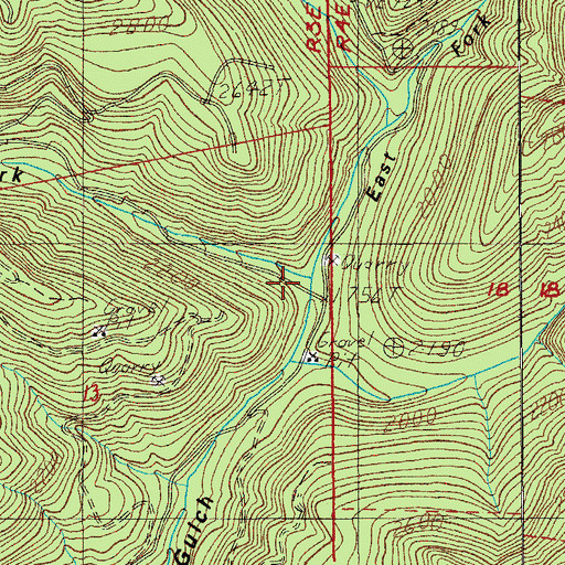 Topographic Map of West Fork Quartzville Creek, OR