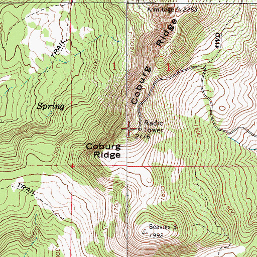 Topographic Map of KMTR-TV, OR
