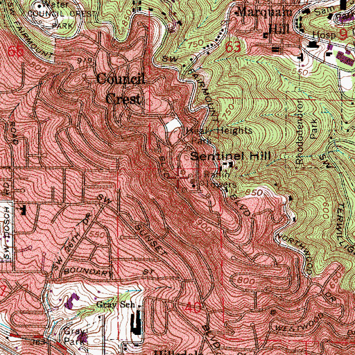 Topographic Map of KOAP-FM, OR