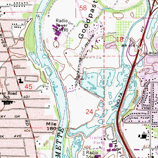 Topographic Map of KEED-AM, OR
