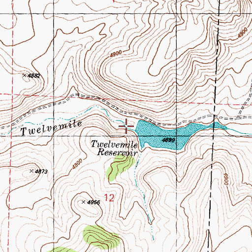 Topographic Map of Twelve Mile Dam, OR