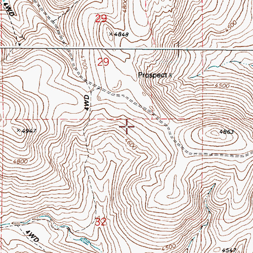 Topographic Map of Virtue Hills, OR