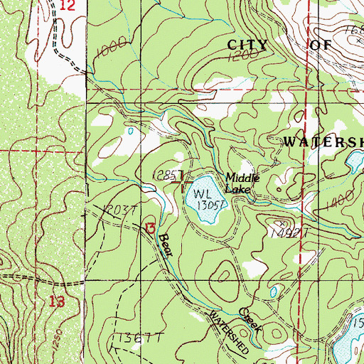 Topographic Map of Middle Lake Dam, OR