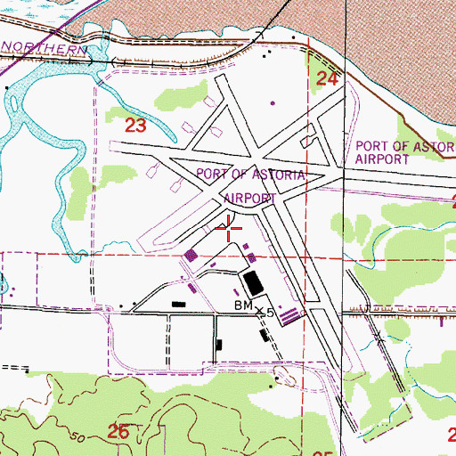 Topographic Map of Astoria Regional Airport, OR