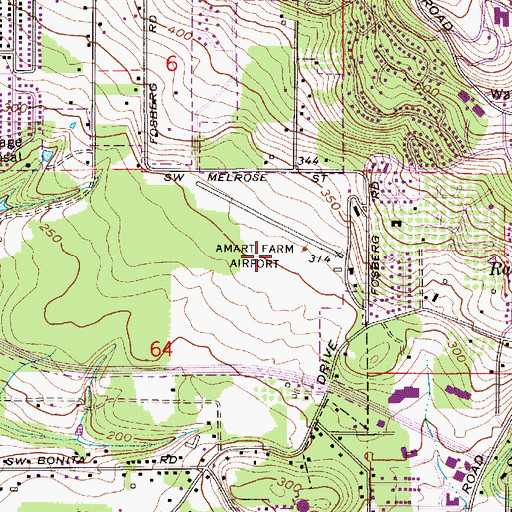 Topographic Map of Amart Farms Airstrip (historical), OR