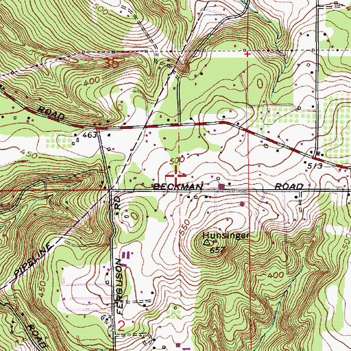 Topographic Map of Nielsen Airport, OR