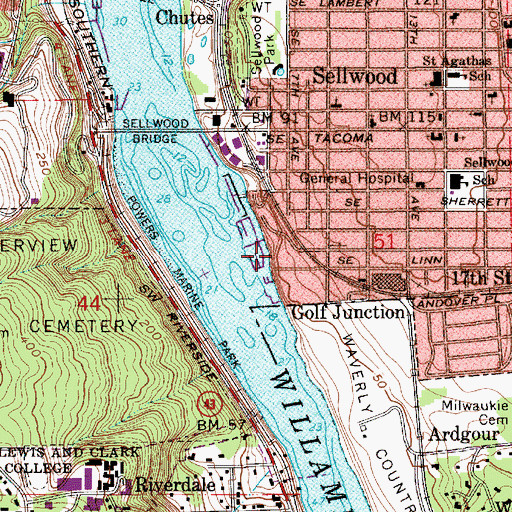 Topographic Map of Port Arbour Seaplane Base (historical), OR