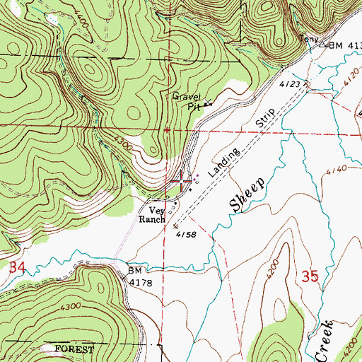 Topographic Map of Vey Sheep Ranch Airport, OR