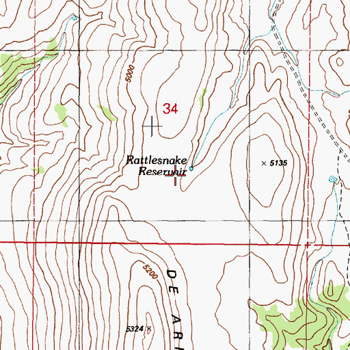 Topographic Map of Rattlesnake Spring, OR