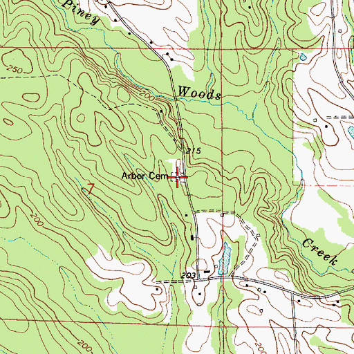 Topographic Map of Arbor Cemetery, AL