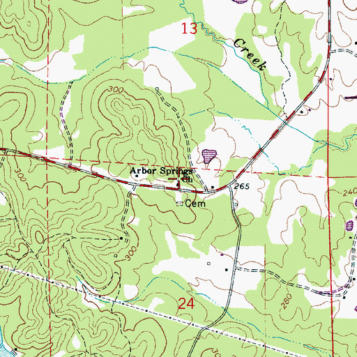 Topographic Map of Arbor Springs Church, AL