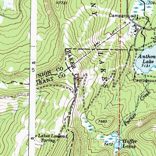 Topographic Map of Tumbledown Spring, OR