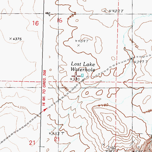 Topographic Map of Lost Lake Waterhole, OR