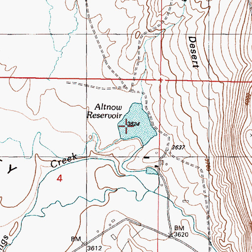 Topographic Map of Altnow Reservoir, OR