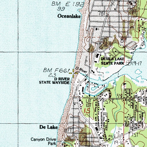 Topographic Map of D River, OR