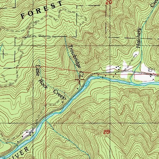 Topographic Map of Trowbridge Creek, OR