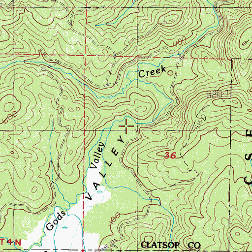 Topographic Map of Gods Valley, OR