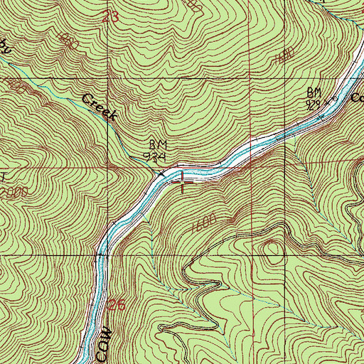 Topographic Map of Devils Punch Bowl, OR
