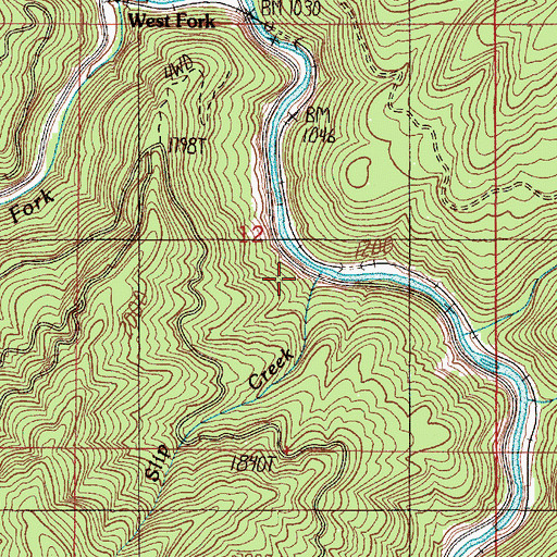 Topographic Map of Slip Creek, OR