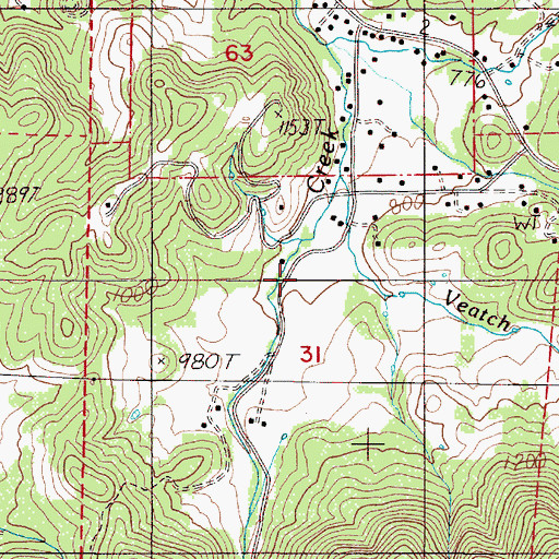 Topographic Map of Veatch Creek, OR