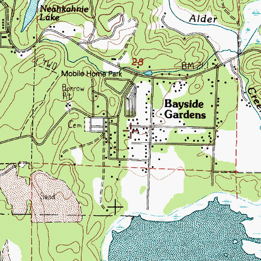 Topographic Map of Bayside Gardens, OR