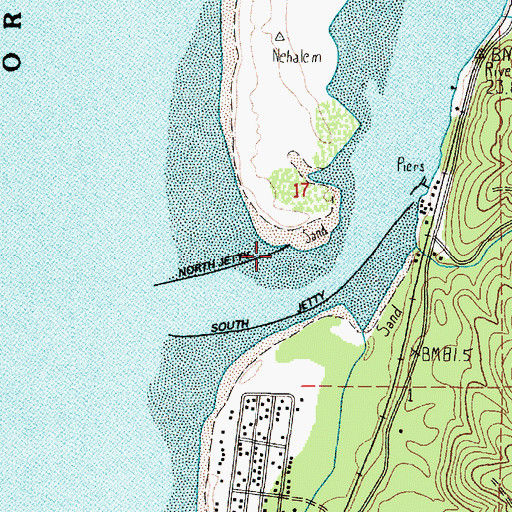 Topographic Map of North Jetty Nehalem Bay, OR