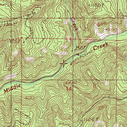 Topographic Map of Middle Creek Recreation Site, OR