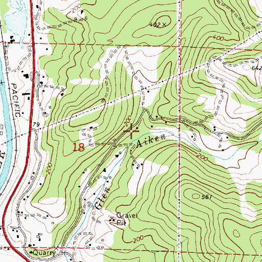 Topographic Map of North Fork Glen Aiken Creek, OR