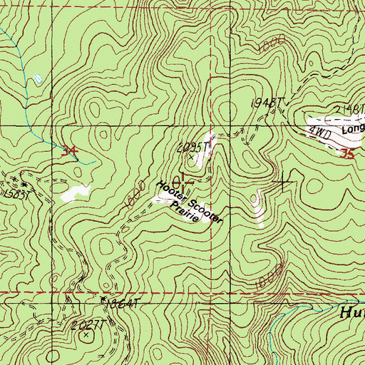 Topographic Map of Hooter Scooter Prairie, OR