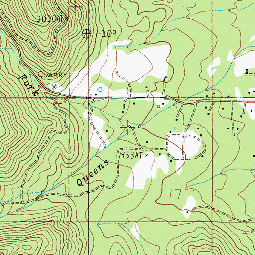 Topographic Map of North Fork Queens Branch, OR