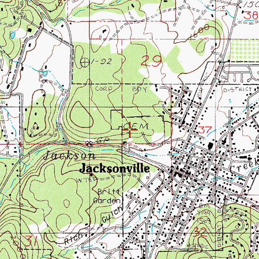 Topographic Map of Jacksonville Cemetery, OR
