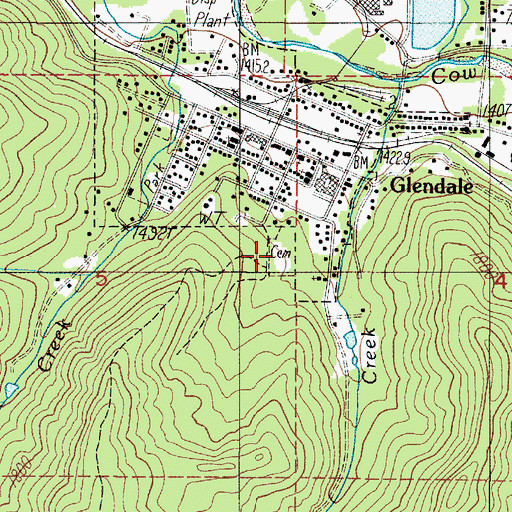 Topographic Map of Glendale Masonic Cemetery, OR