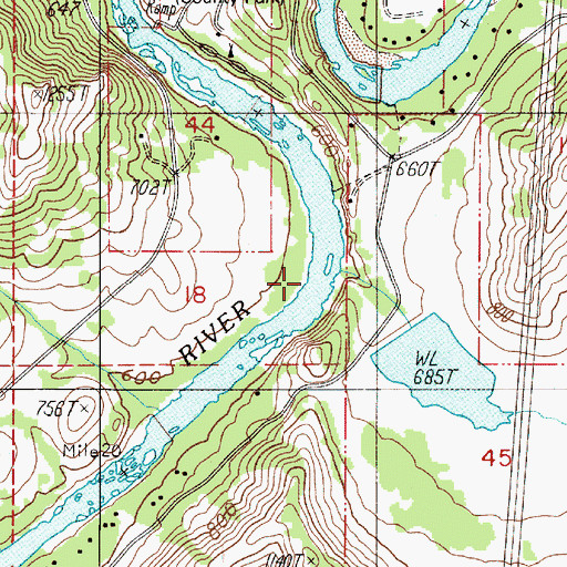 Topographic Map of Bull Creek, OR