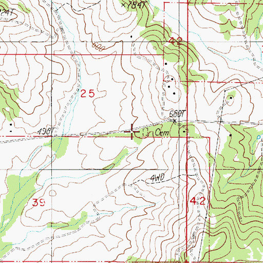 Topographic Map of Metz Hill Cemetery, OR