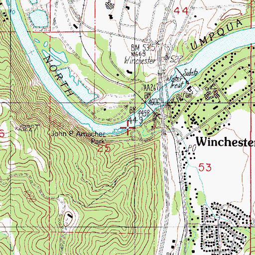 Topographic Map of Amacher County Park, OR