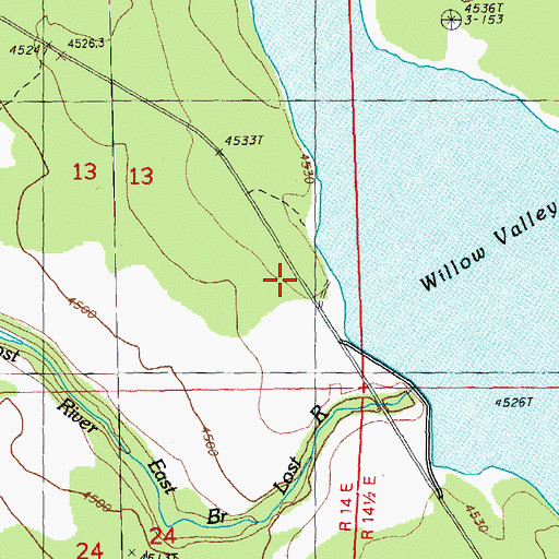 Topographic Map of Willow Valley Campground, OR
