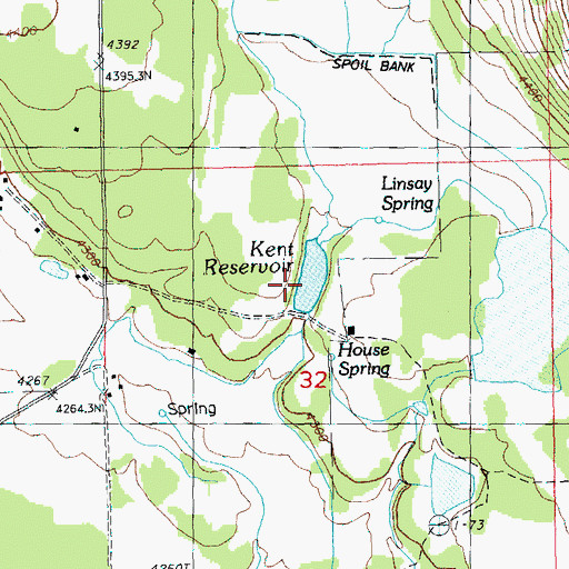 Topographic Map of Kent Reservoir, OR