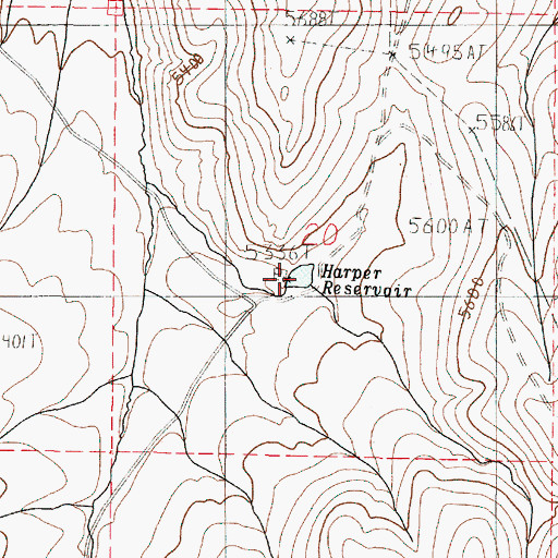 Topographic Map of Harper Reservoir, OR