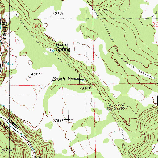 Topographic Map of Brush Spring, OR