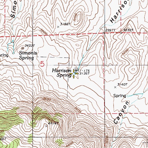 Topographic Map of Harrison Spring, OR