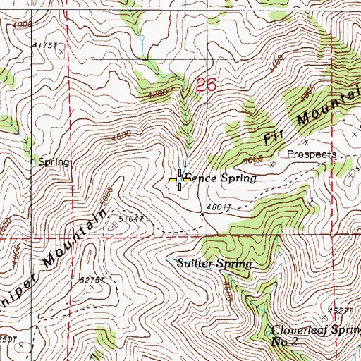 Topographic Map of Fence Spring, OR