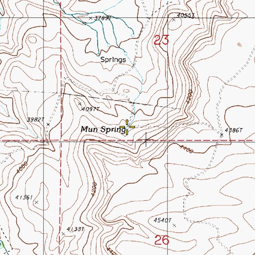 Topographic Map of Mun Spring, OR