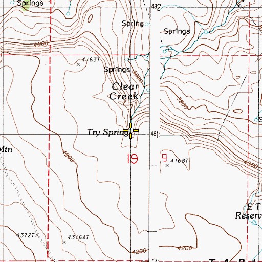 Topographic Map of Try Spring, OR