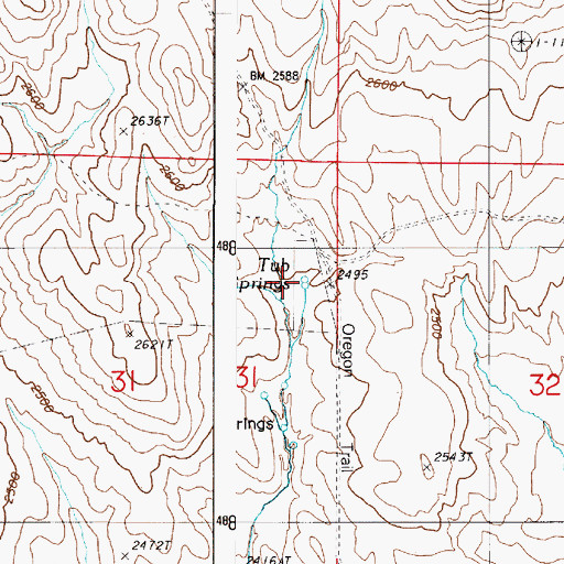Topographic Map of Tub Springs, OR