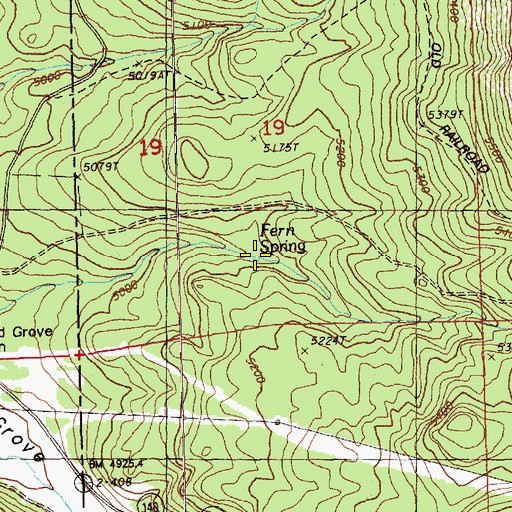 Topographic Map of Fern Spring, OR