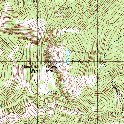 Topographic Map of Ruth Lake, OR