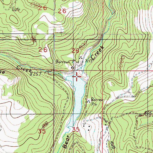 Topographic Map of Bear Creek Dam, OR