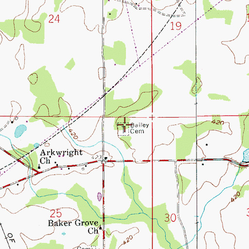 Topographic Map of Bailey Cemetery, AL