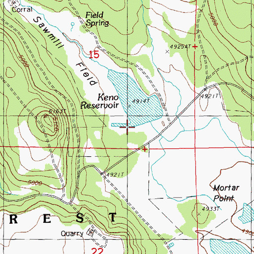 Topographic Map of Keno Dam, OR