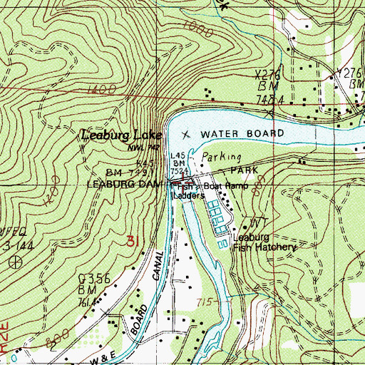 Topographic Map of Leaburg Reservoir, OR